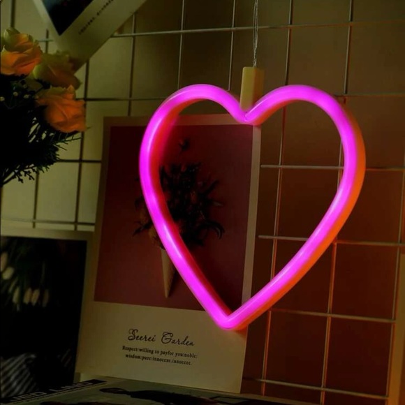 Heart led light neon pink home decor room womens girls love - Picture 3 of 4